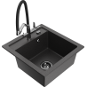 Mexen Vito granitový dřez s 1 komorou a kuchyňskou baterií Duo, černý kropenatý - 6503-76-671701-07-B