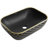 Mexen Rita umyvadlo na desku 45 x 32 cm, černá matná/zlatý vzor mřížka - 21084579