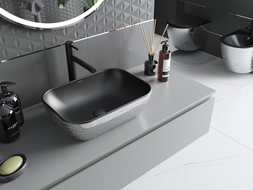 Mexen Rita umyvadlo na desku 45 x 32 cm, černá mat/sříbrný vzor šupiny - 21084572