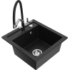Mexen Vito granitový kuchyňský dřez 1-komorový s kuchyňskou baterií Duo, černý - 6503-77-671701-07