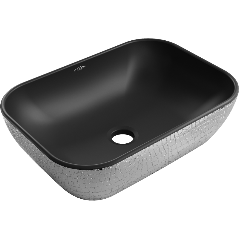 Mexen Rita umyvadlo na desku 45 x 32 cm, černá mat/sříbrný vzor šupiny - 21084572