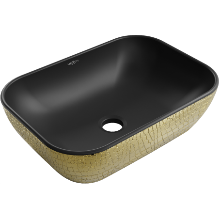 Mexen Rita umyvadlo na desku 45 x 32 cm, černá mat/zlatý vzor šupiny - 21084578