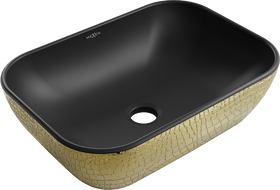 Mexen Rita umyvadlo na desku 45 x 32 cm, černá mat/zlatý vzor šupiny - 21084578