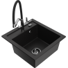 Mexen Vito granitový dřez s 1 komorou a kuchyňskou baterií Duo, černý - 6503-77-671701-07-B