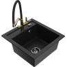 Mexen Vito granitový dřez 1-komorový s kuchyňskou baterií Duo, černý - 6503-77-671701-57-B
