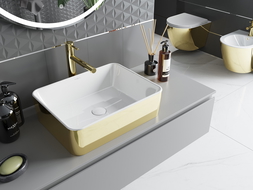 Mexen Catia umyvadlo na desku 48 x 37 cm, bílá/zlatá - 21314806