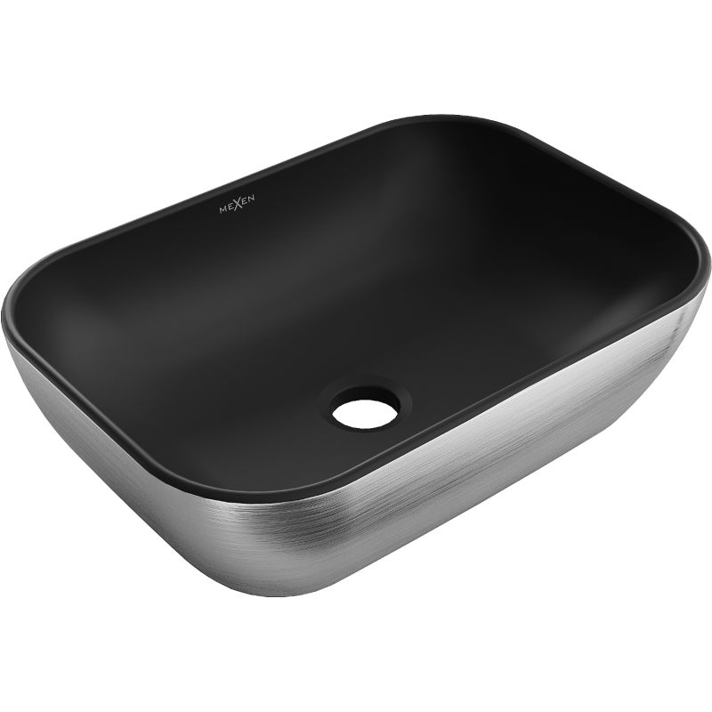 Mexen Rita umyvadlo na desku 45 x 32 cm, černá matná/stříbrný vzor linky - 21084573