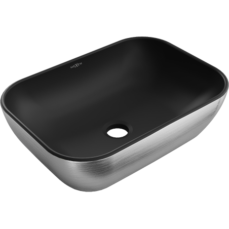 Mexen Rita umyvadlo na desku 45 x 32 cm, černá matná/stříbrný vzor linky - 21084573