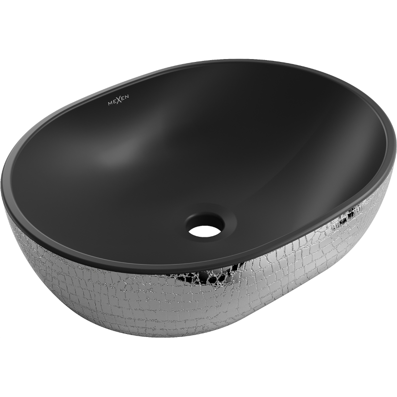 Mexen Viki umyvadlo na desku 48 x 35 cm, černá mat/silberský vzor šupiny - 21054872