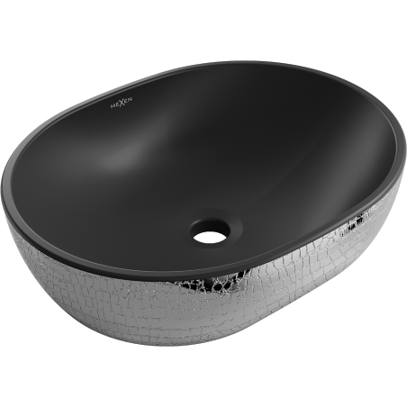 Mexen Viki umyvadlo na desku 48 x 35 cm, černá mat/silberský vzor šupiny - 21054872