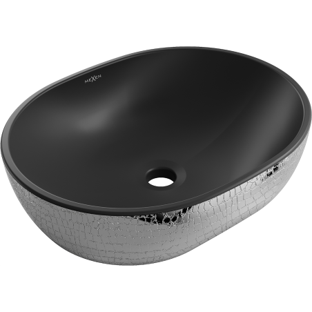 Mexen Viki umyvadlo na desku 48 x 35 cm, černá matná/stříbrný vzor šupiny - 21054872