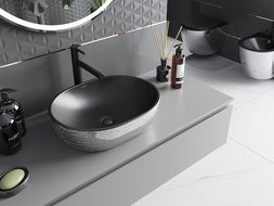 Mexen Viki umyvadlo na desku 48 x 35 cm, černá matná/stříbrný vzor šupiny - 21054872