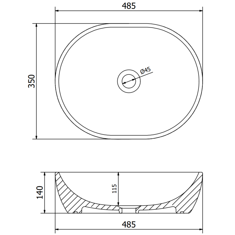 Mexen Viki umyvadlo na desku 48 x 35 cm, černá matná/stříbrný vzor šupiny - 21054872