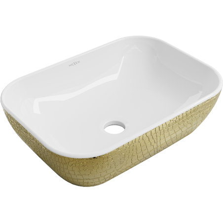 Mexen Rita umyvadlo na desku 45 x 32 cm, bílá/zlatá vzor šupiny - 21084554
