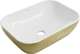 Mexen Rita umyvadlo na desku 45 x 32 cm, bílá/zlatá vzor šupiny - 21084554