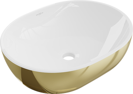 Mexen Viki umyvadlo na desku 48 x 35 cm, bílá/zlatá - 21054806