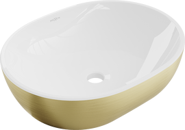 Mexen Viki umyvadlo na desku 48 x 35 cm, bílá/zlatá vzor linie - 21054817