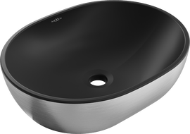 Mexen Viki umyvadlo na desku 48 x 35 cm, černá matná/stříbrný vzor čáry - 21054873