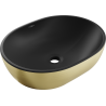 Mexen Viki umyvadlo na desku 48 x 35 cm, černá matná/zlatý vzor linie - 21054877