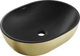 Mexen Viki umyvadlo na desku 48 x 35 cm, černá matná/zlatý vzor linie - 21054877