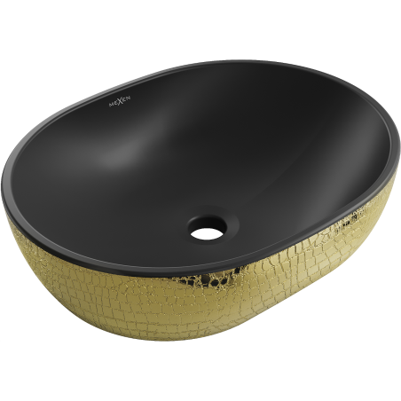 Mexen Viki umyvadlo na desku 48 x 35 cm, černá matná/zlatý vzor šupiny - 21054878