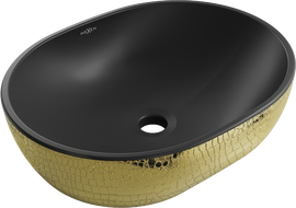 Mexen Viki umyvadlo na desku 48 x 35 cm, černá mat/zlatý vzor šupiny - 21054878