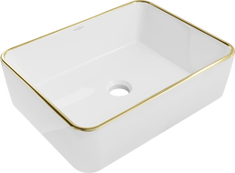 Mexen Catia umyvadlo na desku 48 x 37 cm, bílá/zlatá hrana - 21314805
