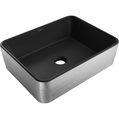 Mexen Catia umyvadlo na desku 48 x 37 cm, černá mat/stříbrný vzor linie - 21314873