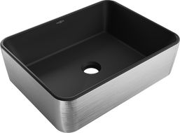 Mexen Catia umyvadlo na desku 48 x 37 cm, černá mat/stříbrný vzor linie - 21314873