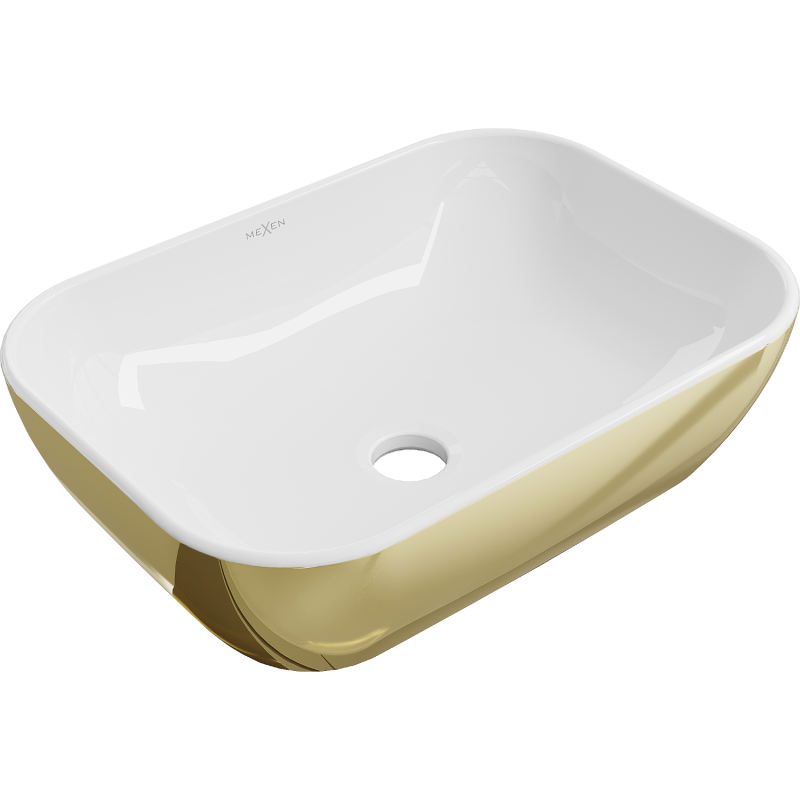 Mexen Rita umyvadlo na desku 45 x 32 cm, bílá/zlatá - 21084506