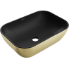 Mexen Rita umyvadlo na desku 45 x 32 cm, černá matná/zlatý vzor linky - 21084577