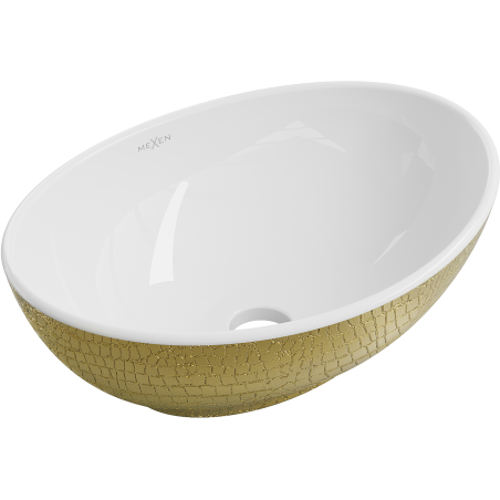 Mexen Elza umyvadlo na desku 40 x 33 cm, bílá/zlatá vzor šupiny - 21014008