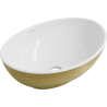 Mexen Elza umyvadlo na desku 40 x 33 cm, bílá/zlatá vzor šupiny - 21014008