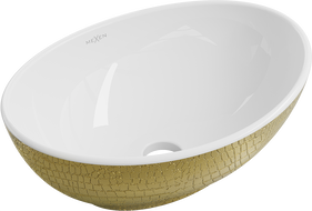 Mexen Elza umyvadlo na desku 40 x 33 cm, bílá/zlatá vzor šupiny - 21014008