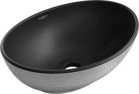 Mexen Elza umyvadlo na desku 40 x 33 cm, černá mat/stříbrný vzor šupiny - 21014022