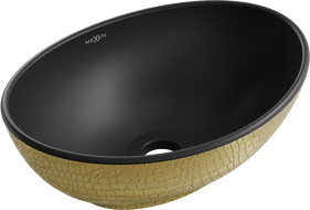 Mexen Elza umyvadlo na desku 40 x 33 cm, černá mat/zlatý vzor šupiny - 21014028