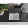 Mexen Milo granitový dřez 1-komorový s kuchyňskou baterií Duo, bílý - 6505-20-671701-70-B