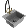 Mexen Milo granitový dřez 1-komorový s kuchyňskou baterií Duo, šedý - 6505-71-671701-57-B
