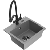 Mexen Milo granitový dřez s 1 komorou s kuchyňskou baterií Duo, šedý - 6505-71-671701-70-B