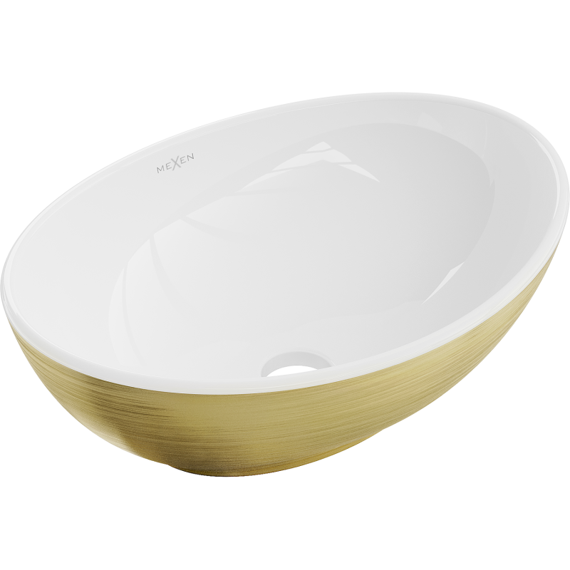 Mexen Elza nástěnný umyvadlo 40 x 33 cm, bílá/zlatá vzor linie - 21014017