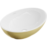 Mexen Elza nástěnný umyvadlo 40 x 33 cm, bílá/zlatá vzor linie - 21014017
