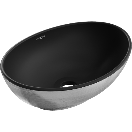 Mexen Elza umyvadlová deska 40 x 33 cm, černá matná/stříbrný vzor linie - 21014023