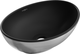 Mexen Elza umyvadlová deska 40 x 33 cm, černá matná/stříbrný vzor linie - 21014023