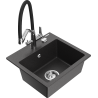 Mexen Milo granitový dřez 1-komorový s kuchyňskou baterií Duo, černý skvrnitý - 6505-76-671701-07
