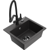 Mexen Milo granitový dřez 1-komorový s kuchyňskou baterií Duo, černý skvrnitý - 6505-76-671701-70-B