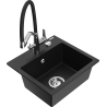 Mexen Milo granitový dřez 1-komorový s kuchyňskou baterií Duo, černý - 6505-77-671701-07