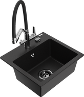 Mexen Milo dřez žulový 1-komorový s kuchyňskou baterií Duo, černý - 6505-77-671701-07-B