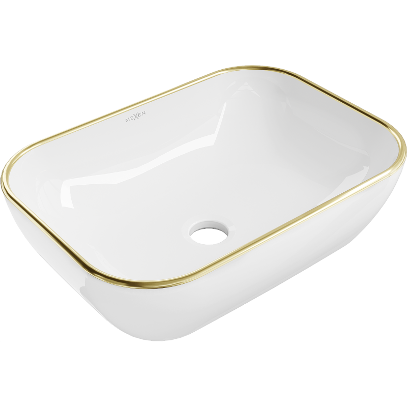 Mexen Rita umyvadlo na desku 45 x 32 cm, bílá/zlatý okraj - 21084505