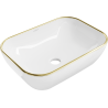 Mexen Rita umyvadlo na desku 45 x 32 cm, bílá/zlatý okraj - 21084505