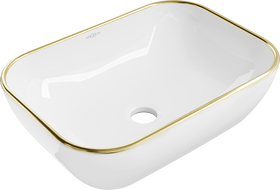 Mexen Rita umyvadlo na desku 45 x 32 cm, bílá/zlatý okraj - 21084505